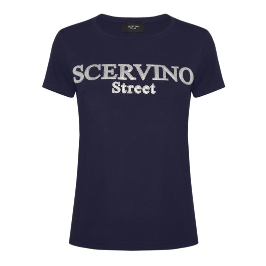 Scervino Street Blue Cotton Women T-Shirt