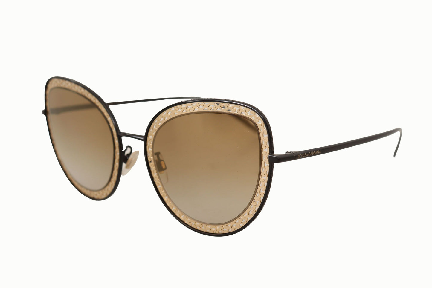 Dolce & Gabbana Elegant Lace Pattern Metal Sunglasses