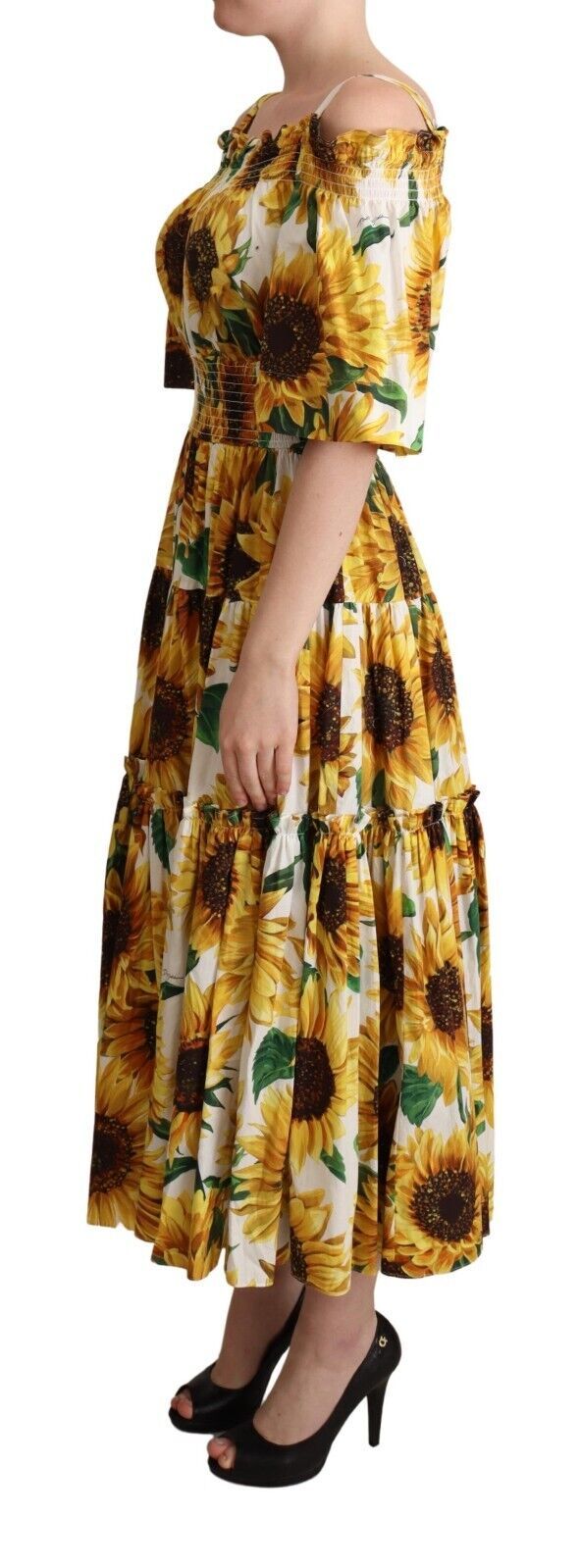 Dolce & Gabbana Sunflower Elegance Open Shoulder Dress