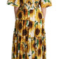 Dolce & Gabbana Sunflower Elegance Open Shoulder Dress