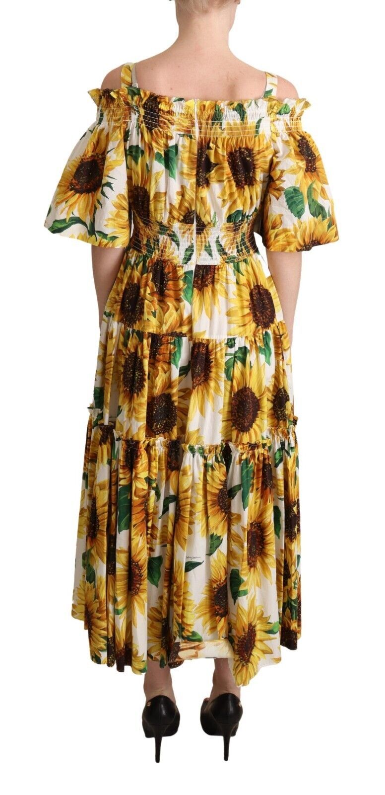 Dolce & Gabbana Sunflower Elegance Open Shoulder Dress