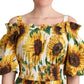 Dolce & Gabbana Sunflower Elegance Open Shoulder Dress