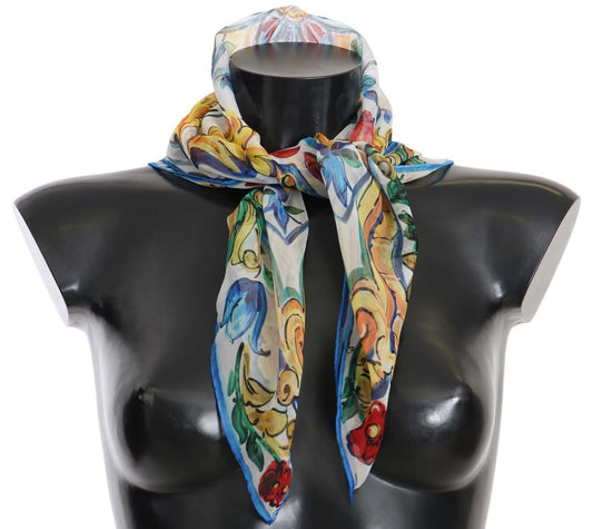 Dolce & Gabbana Elegant Majolica Print Silk Scarf