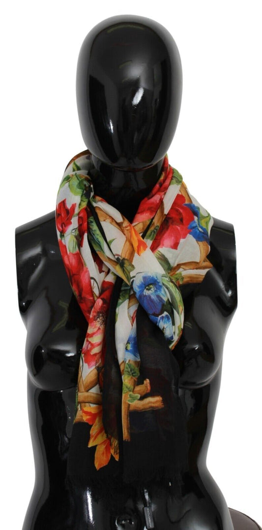 Dolce & Gabbana Elegant Floral Modal-Cashmere Scarf