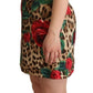 Dolce & Gabbana Chic Leopard Print Sequin Flora A-Line Dress