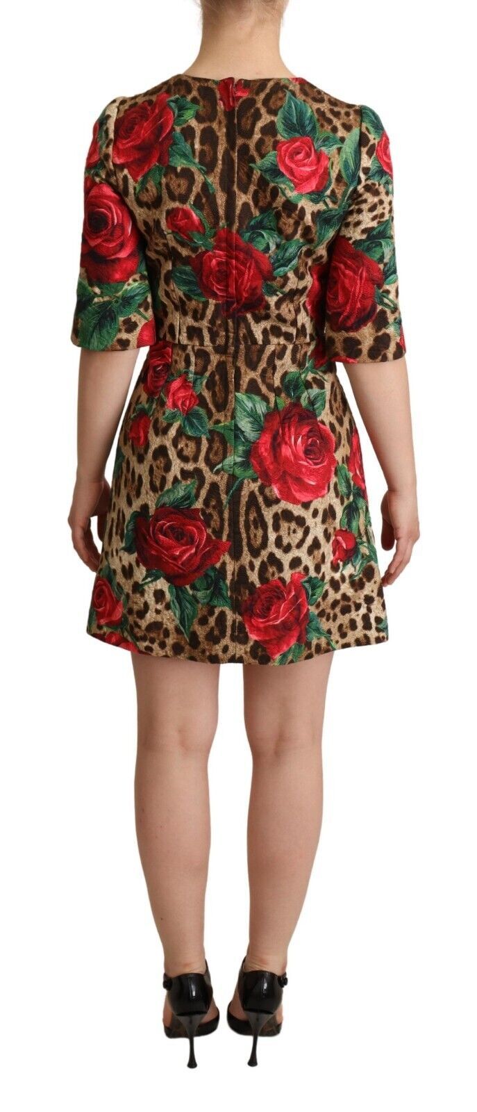 Dolce & Gabbana Chic Leopard Print Sequin Flora A-Line Dress