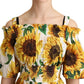 Dolce & Gabbana Elegant Sunflower Open Shoulder Dress