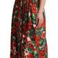 Dolce & Gabbana Elegant Red Geranium Pleated Maxi Dress