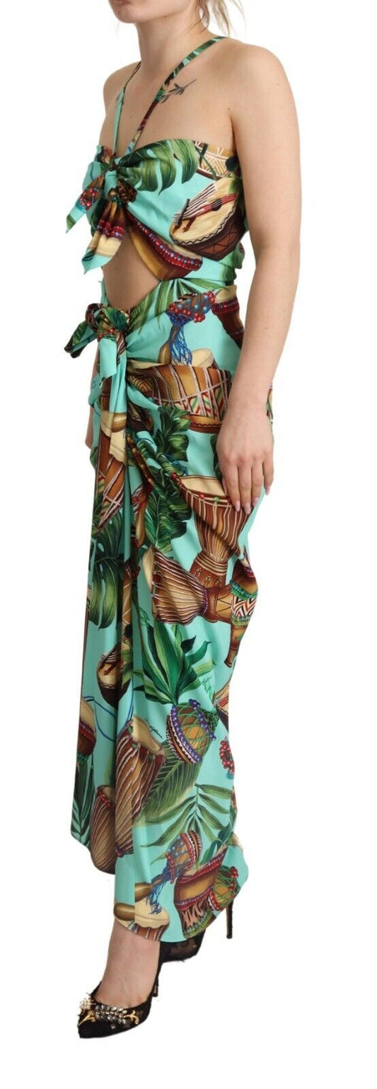 Dolce & Gabbana Silk Drum Print Maxi Wrap Elegance