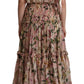 Dolce & Gabbana Elegant Pink Floral Ruched Silk Long Dress