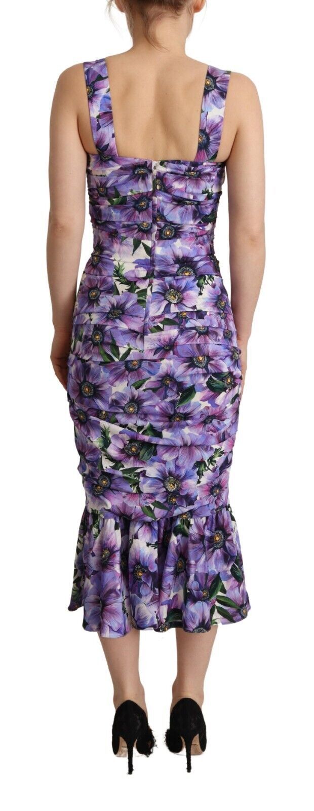 Dolce & Gabbana Elegant Silk Floral Sheath Midi Dress