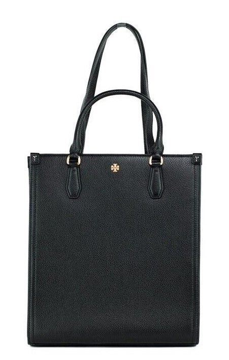 Tory Burch Blake Black Medium Pebbled Leather Shopping Tote Bag Handbag