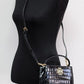 Tory Burch Small Black Crocodile Embossed Leather Micro Satchel Handbag