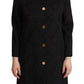 Dolce & Gabbana Elegant Black Brocade Long Trench Coat