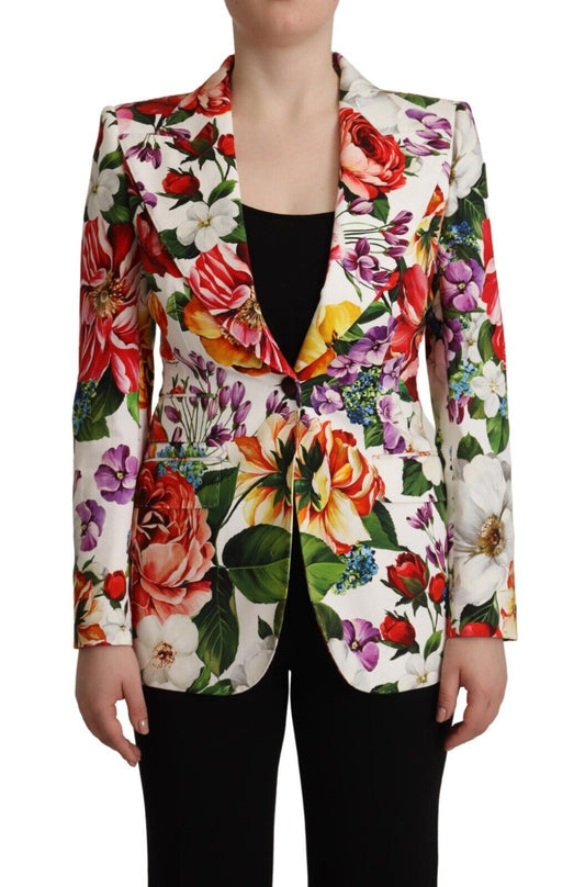 Dolce & Gabbana Elegant Floral Stretch Cotton Blazer Jacket