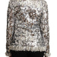 Dolce & Gabbana Chic Silver Sequined Jacket Coat