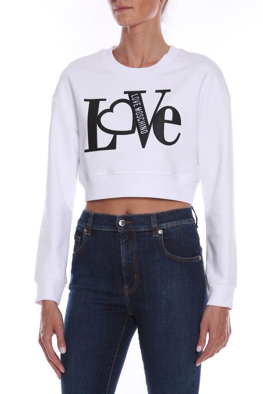 Love Moschino White Cotton Women Sweatshirt