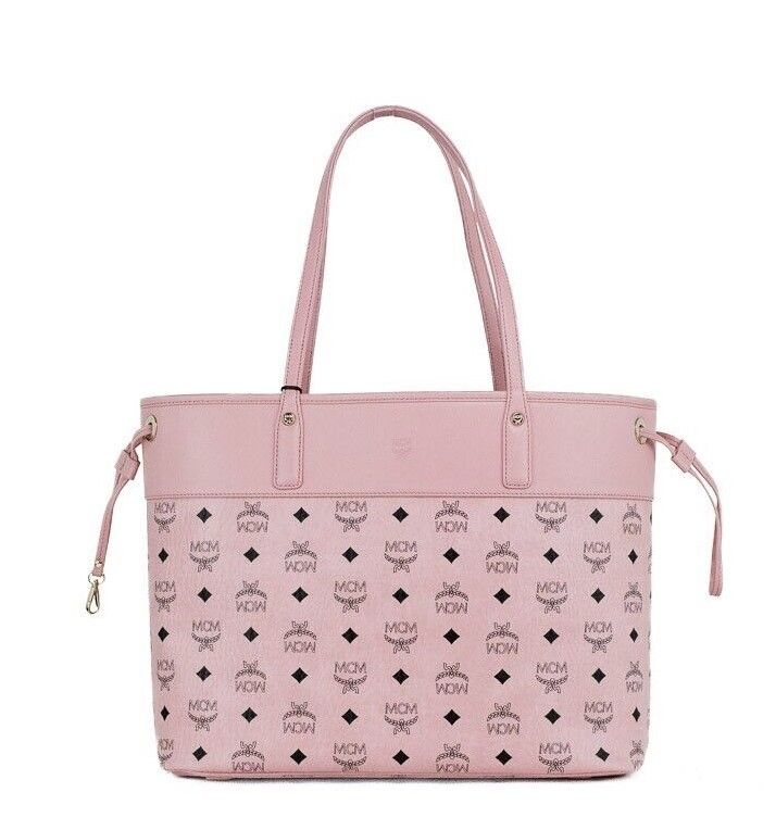 MCM Aren Medium Soft Pink Mixed Visetos Leather Shopper Shoulder Tote Handbag