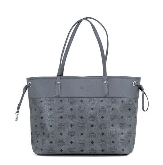 MCM Aren Medium Dark Grey Mixed Visetos Leather Shopper Shoulder Tote Handbag