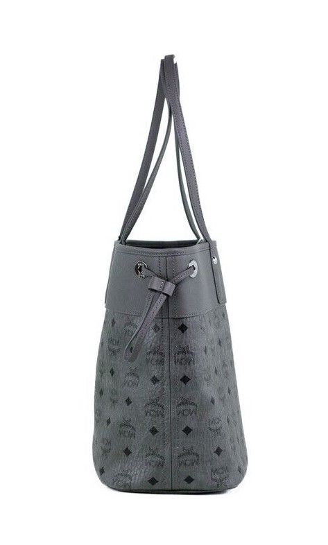 MCM Aren Medium Dark Grey Mixed Visetos Leather Shopper Shoulder Tote Handbag