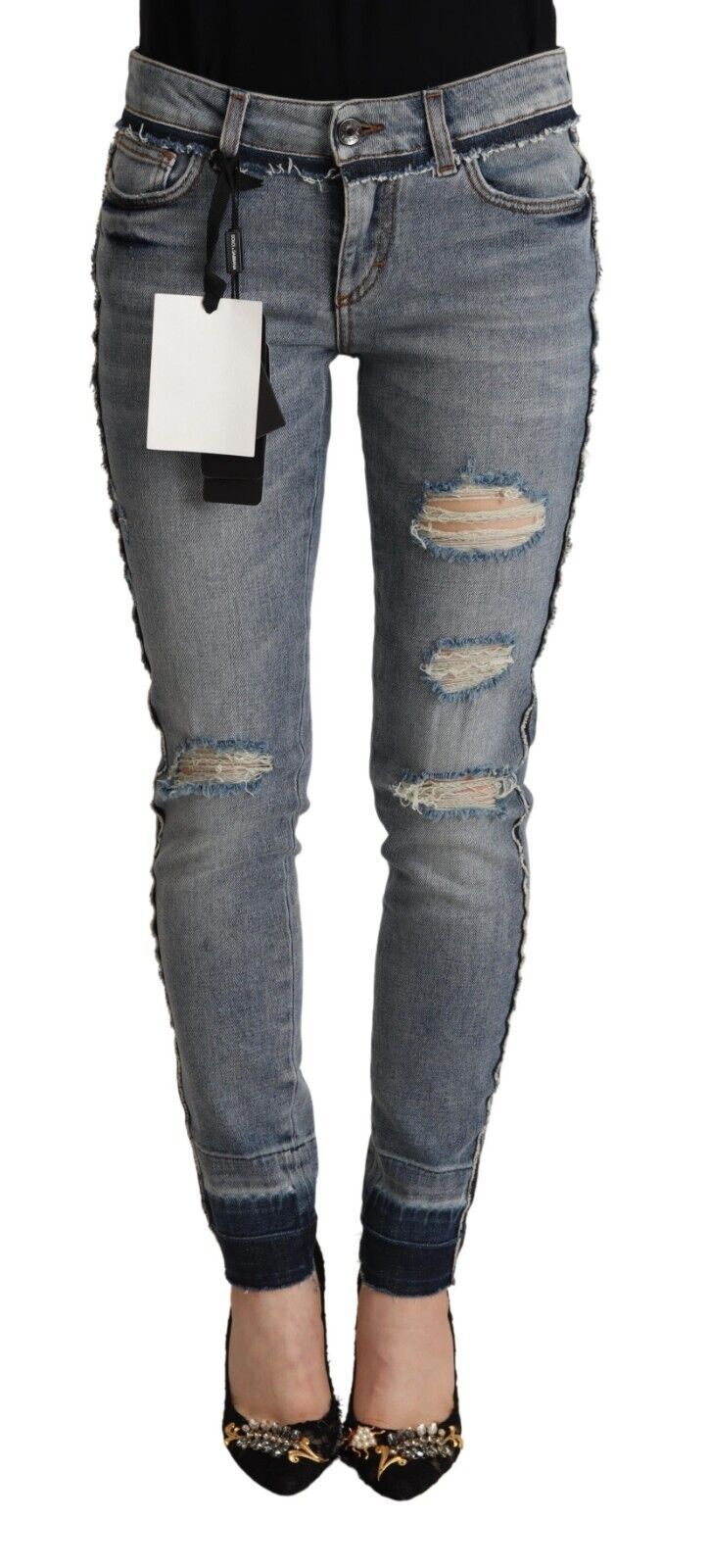 Dolce & Gabbana Elegant Slim Fit Distressed Denim Jeans