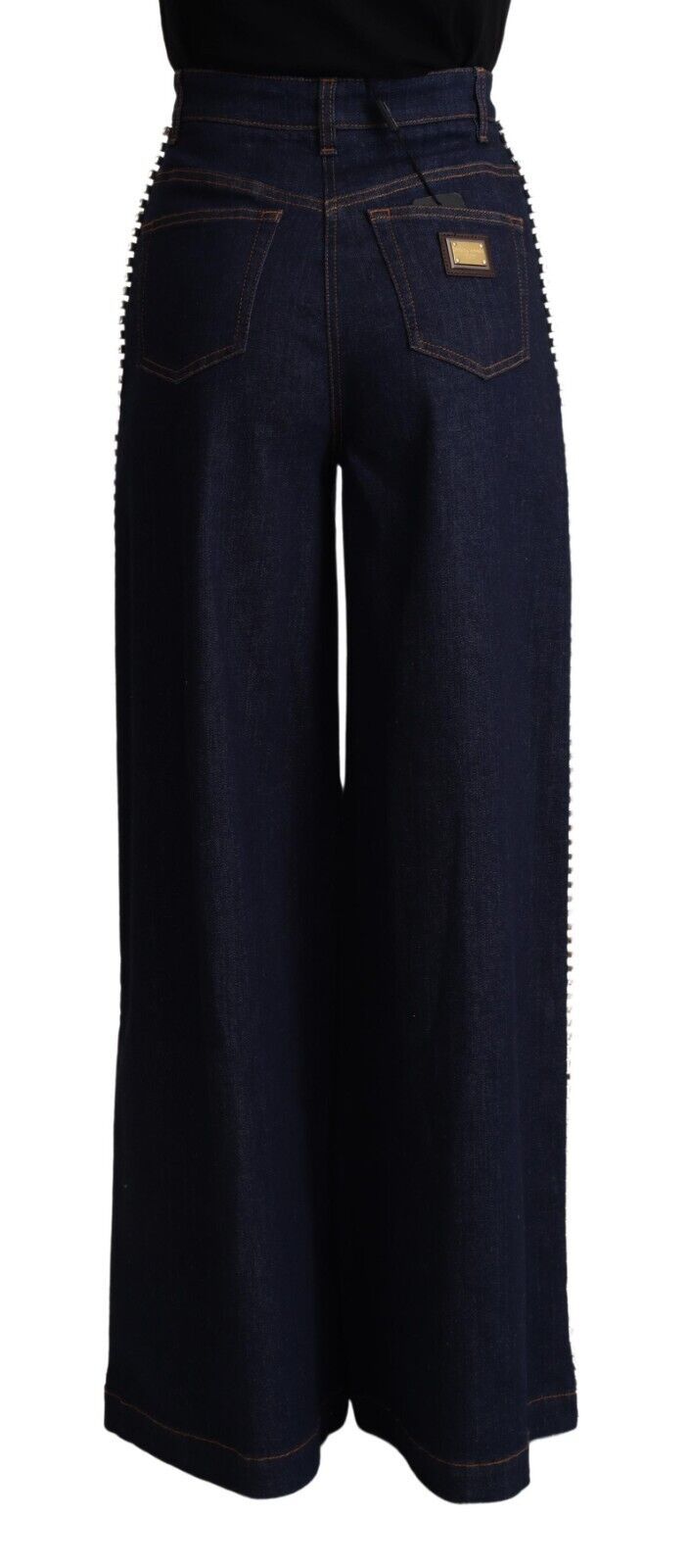 Dolce & Gabbana Elegant Wide Leg Crystal Embellished Jeans