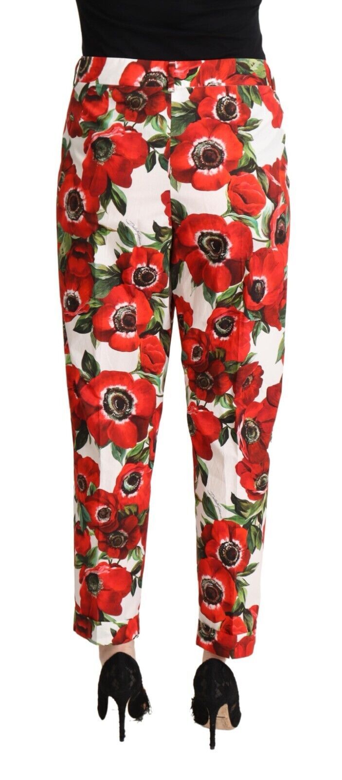 Dolce & Gabbana Chic Anemone Printed Tapered Cotton Pants