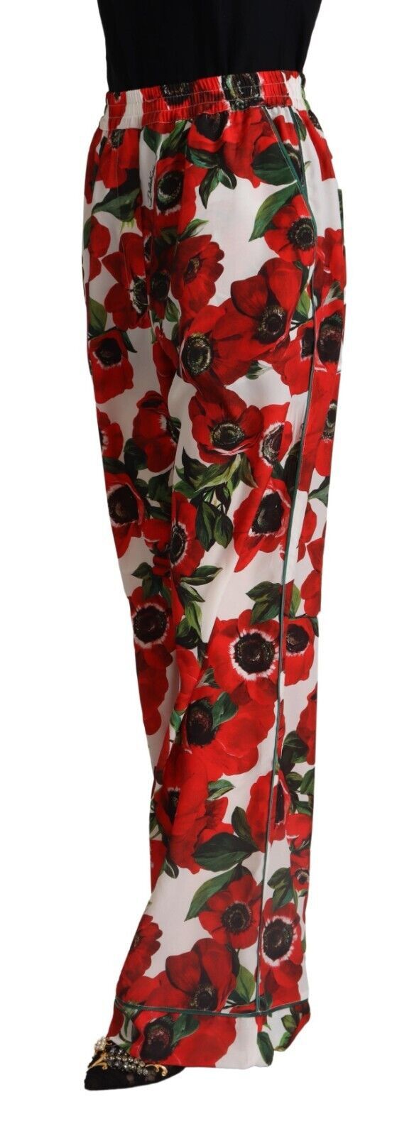 Dolce & Gabbana Elegant Anemone Print Wide Leg Pants