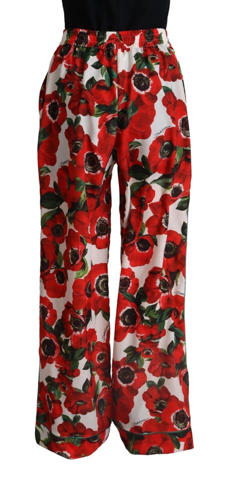 Dolce & Gabbana Elegant Anemone Print Wide Leg Pants