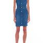 Love Moschino Chic Sleeveless Denim Dress with Colored Buttons