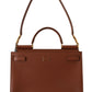 Dolce & Gabbana Elegant Sicily Leather Handbag in Rich Brown