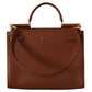 Dolce & Gabbana Elegant Sicily Leather Handbag in Rich Brown