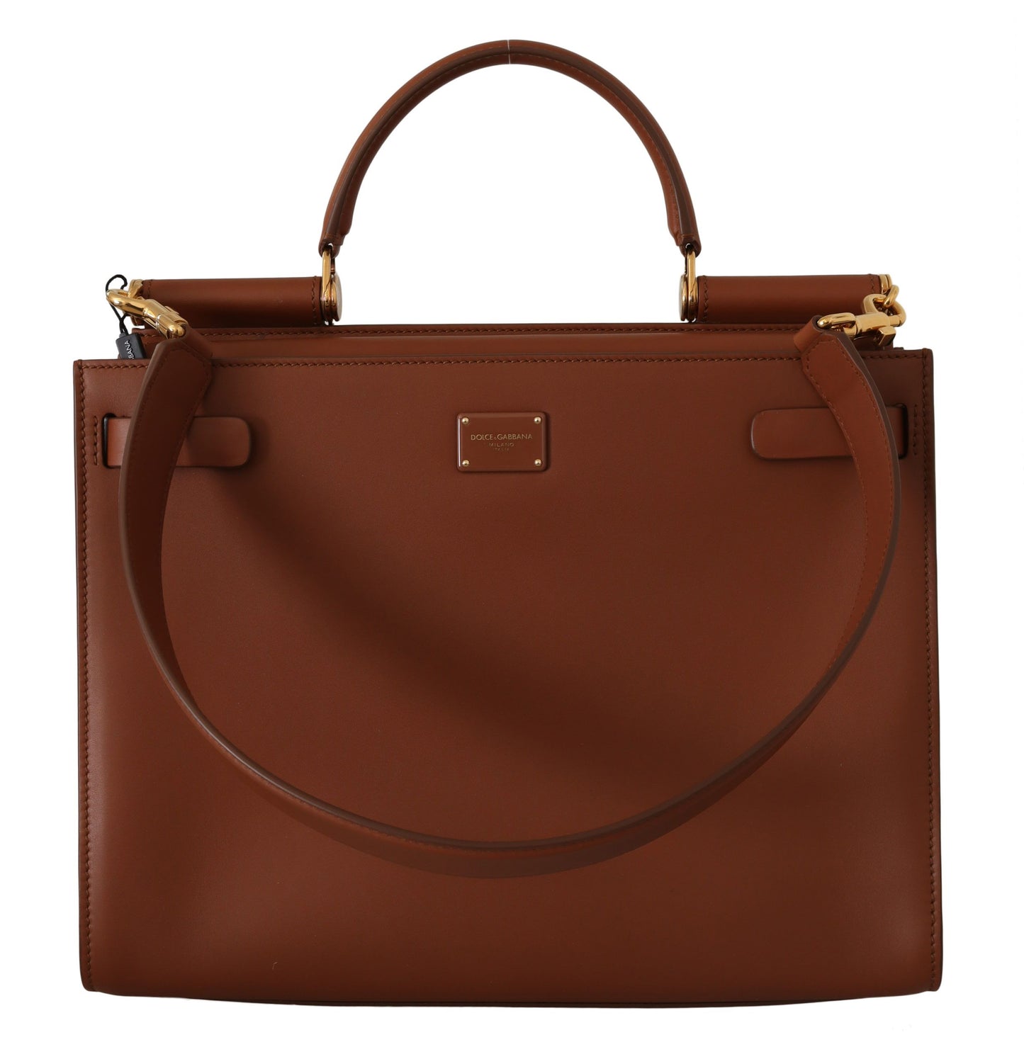 Dolce & Gabbana Elegant Sicily Leather Handbag in Rich Brown