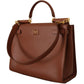 Dolce & Gabbana Elegant Sicily Leather Handbag in Rich Brown