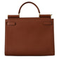 Dolce & Gabbana Elegant Sicily Leather Handbag in Rich Brown