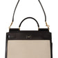 Dolce & Gabbana Elegant Monochrome Leather and Canvas Bag