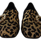 Dolce & Gabbana Elegant Leopard Crystal Gem Loafers