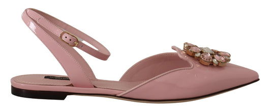 Dolce & Gabbana Champagne Pink Crystal Slingback Flats