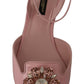 Dolce & Gabbana Champagne Pink Crystal Slingback Flats