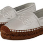 Dolce & Gabbana Silver Leather Flat Espadrilles