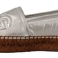 Dolce & Gabbana Silver Leather Flat Espadrilles