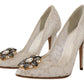 Dolce & Gabbana Elegant Taormina Lace Heels with Crystal Embellishments