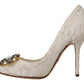 Dolce & Gabbana Elegant Taormina Lace Heels with Crystal Embellishments