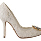 Dolce & Gabbana Elegant Taormina Lace Heels with Crystal Embellishments