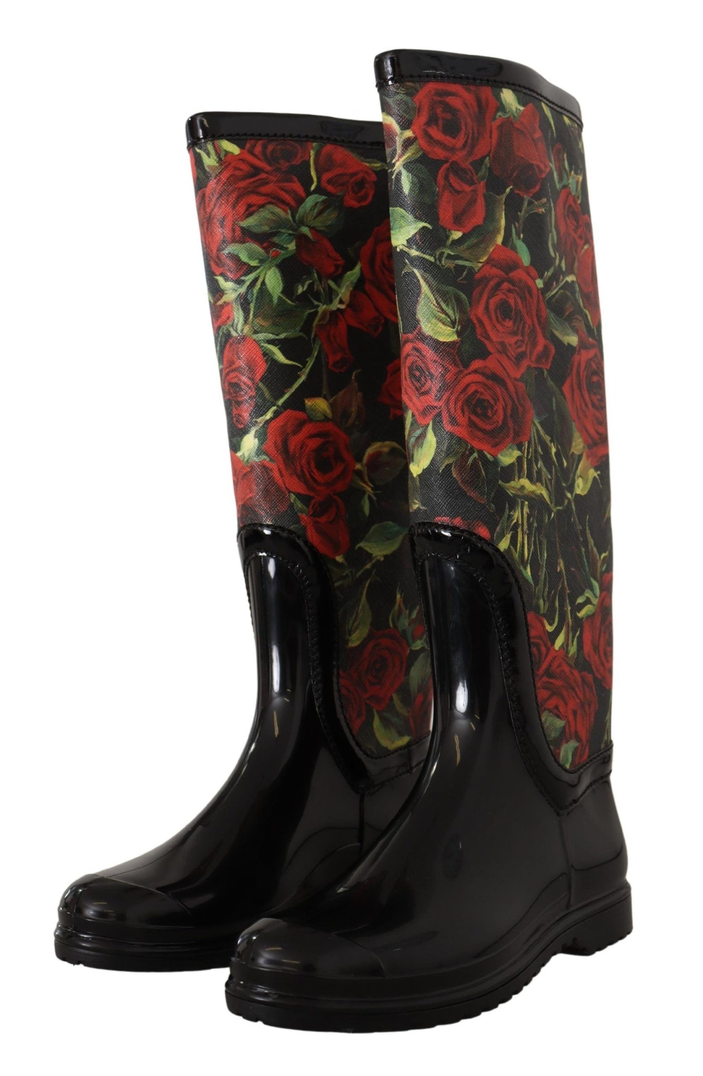 Dolce & Gabbana Elegant Floral Rain Boots - Chic All-Weather Footwear