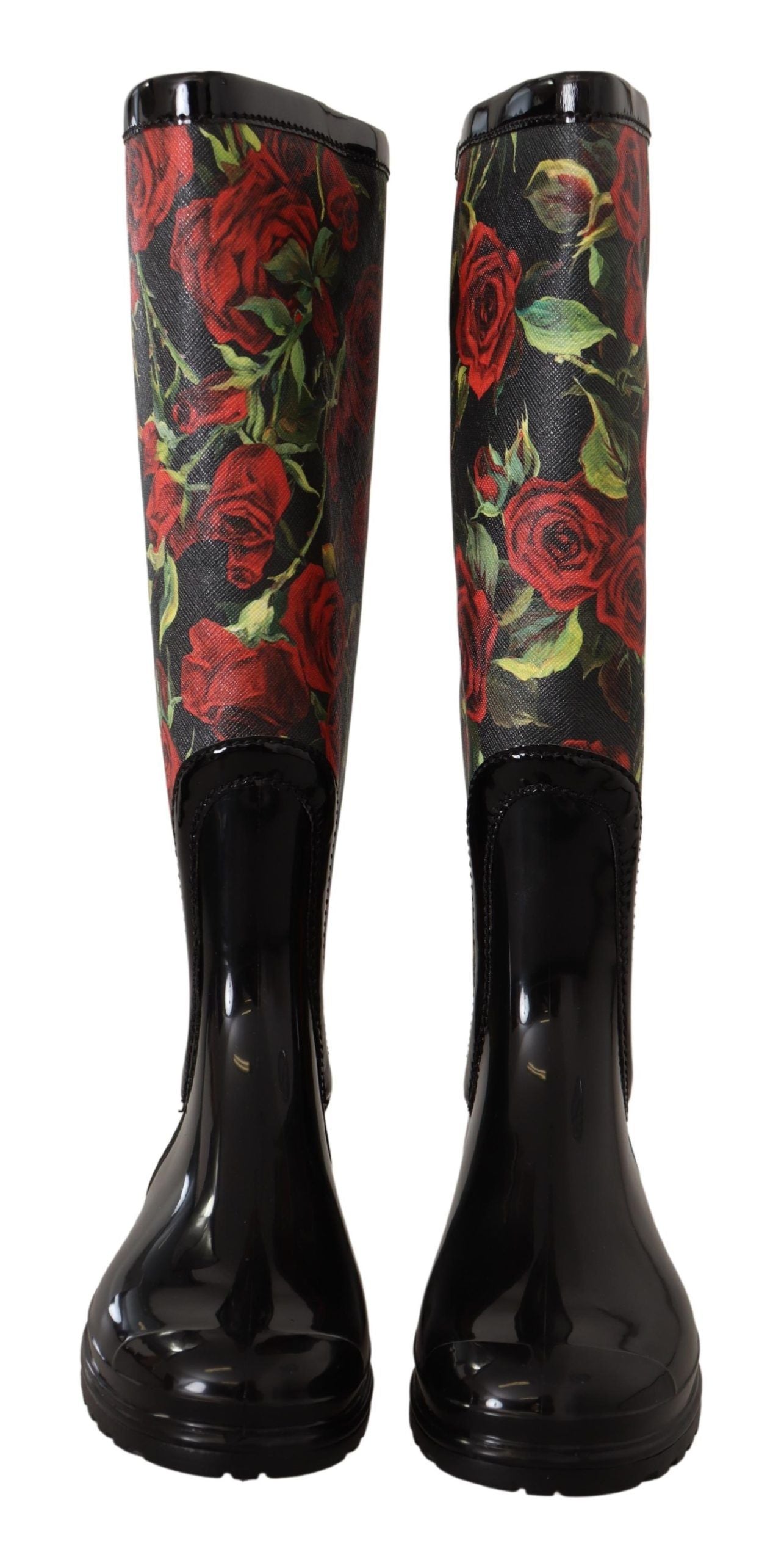 Dolce & Gabbana Elegant Floral Rain Boots - Chic All-Weather Footwear