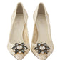 Dolce & Gabbana Elegant White Lace Heels with Crystal Embellishment