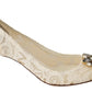 Dolce & Gabbana Elegant White Lace Heels with Crystal Embellishment