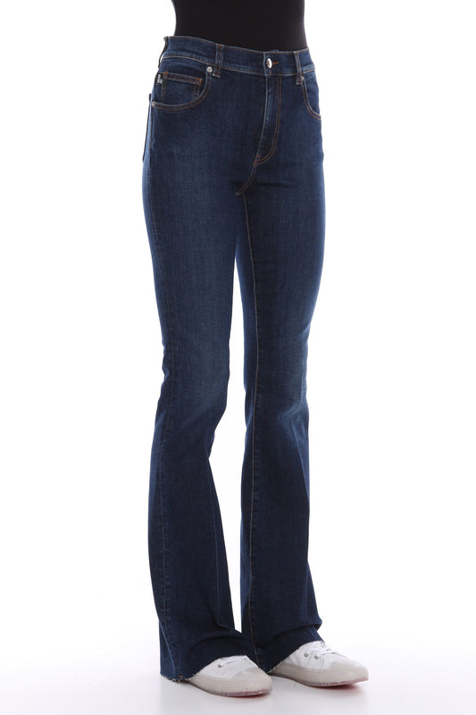 Love Moschino Dark Blue Cotton Women's Bell-Bottom Jean