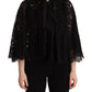 Dolce & Gabbana Black Floral Lace Shoulder Wrap Sweater